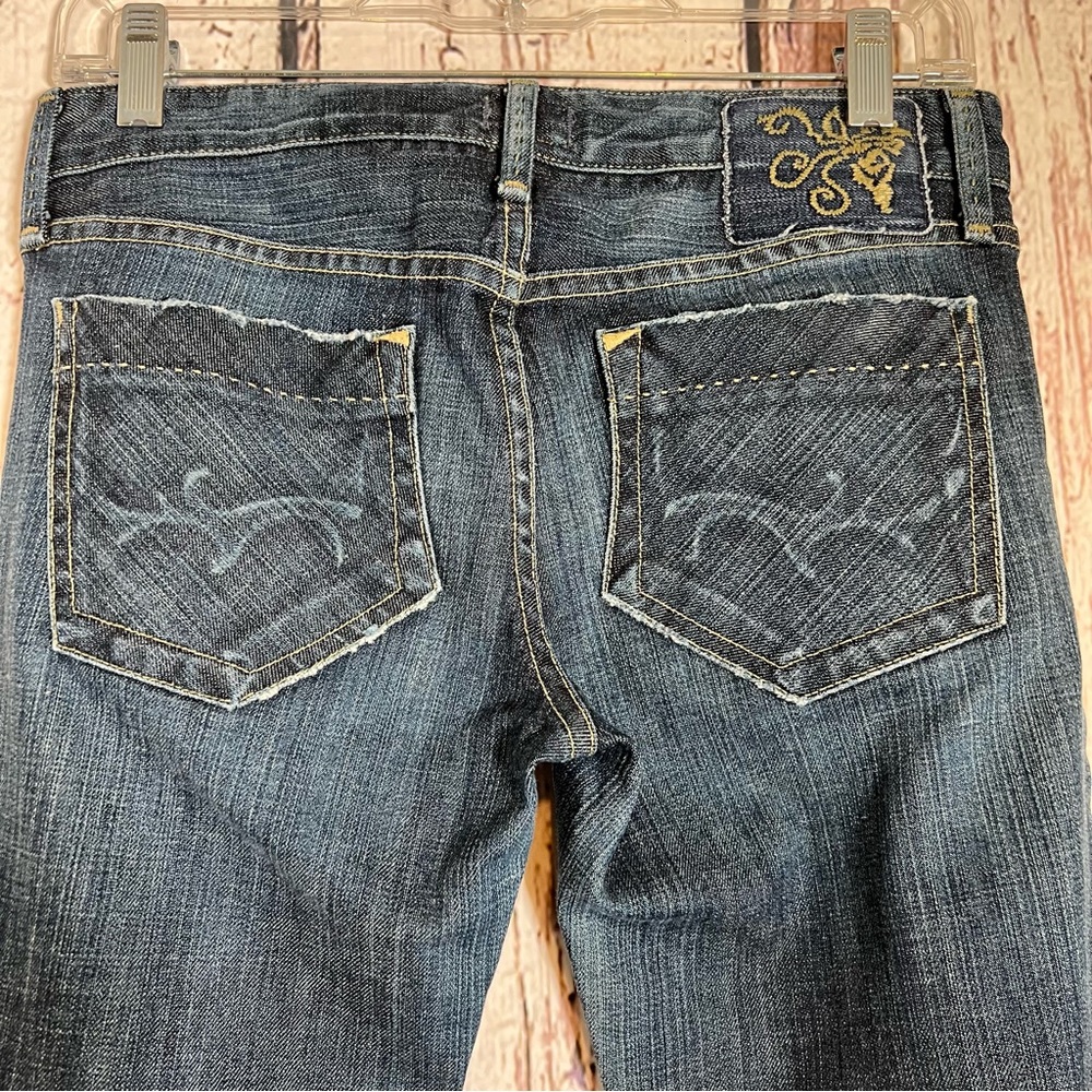 GoldSign Desire Lowrise Distressed Flare Bootcut Denim Jeans USA Made SZ 27 EUC - Picture 6 of 16